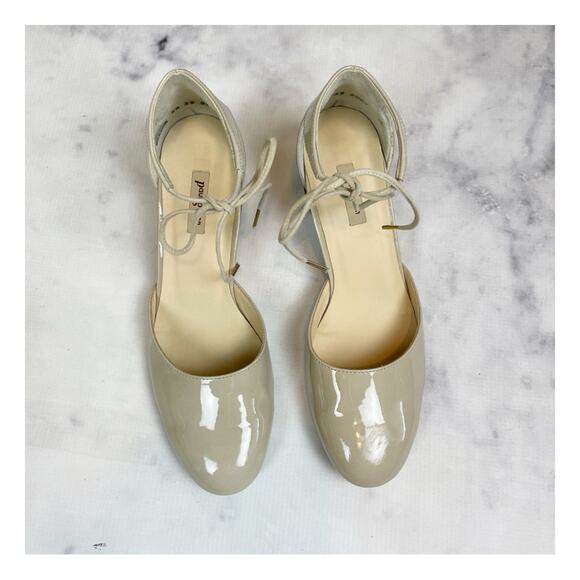 Paul Green Molly Nude Patent Leather D' Orsay Pumps Tie Ankle Sz 8 US - Picture 3 of 12